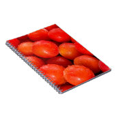 Delicious red cherry-plumbackground, bowl, cherry; notitieboek (Rechterzijde)