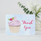 Delicious roze koekje Berry op top Dank je Bedankkaart (Staand voorkant)