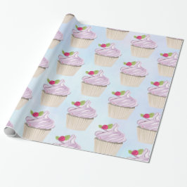 Delicious roze roze koekjesbes bovenaan cadeaupapier