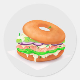 Delicious Salmon Bagel Classic Round Sticker