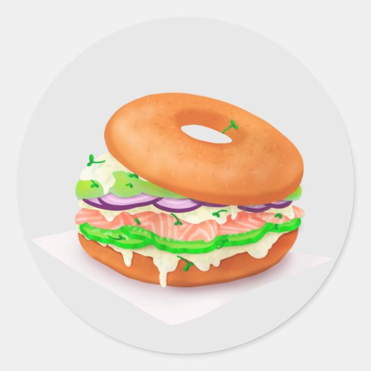 Delicious Salmon Bagel Classic Round Sticker (Voorkant)