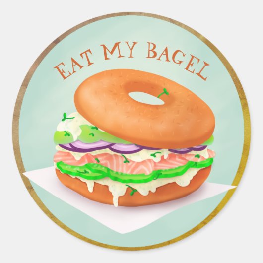 Delicious Salmon Bagel Personalized Classic Round Ronde Sticker (Voorkant)