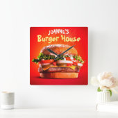 Delicious Steak Cheese Burger House Vierkante Klok (Huis)