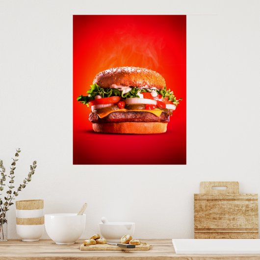 Delicious Steak Cheese Burger Poster (Keuken)