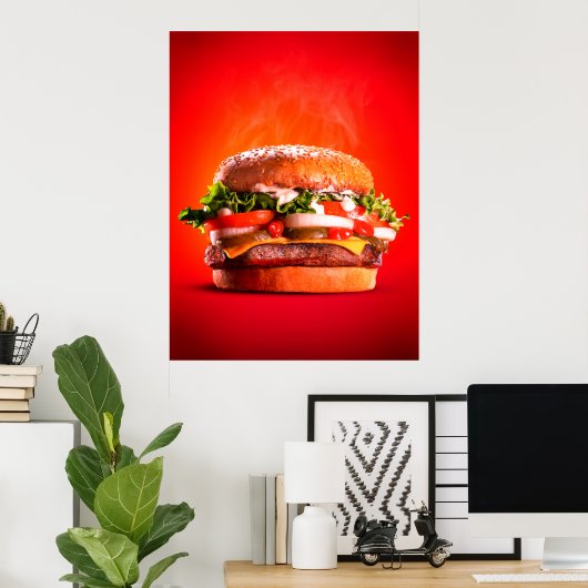 Delicious Steak Cheese Burger Poster (Thuiskantoor)