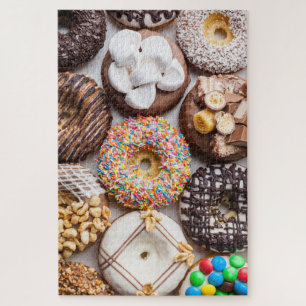 Delicious Sweet Tasty Donuts behandelt voedsel Legpuzzel