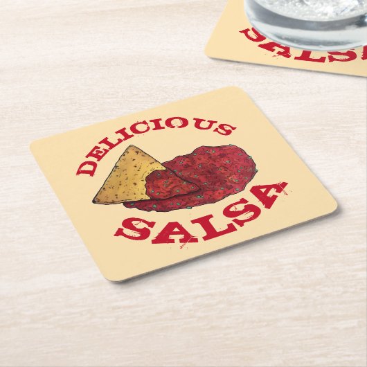 Delicious Tomato Salsa Tortilla Chips Illustratie Kartonnen Onderzetters (Schuin)