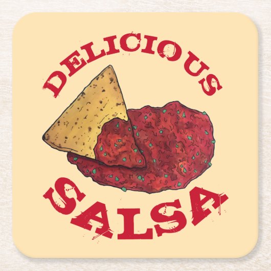 Delicious Tomato Salsa Tortilla Chips Illustratie Kartonnen Onderzetters (Voorkant)