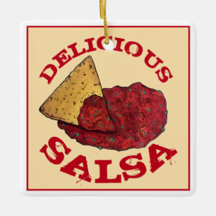 Delicious Tomato Salsa Tortilla Chips Illustratie Keramisch Ornament