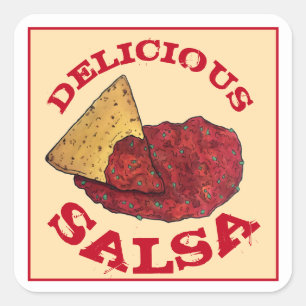Delicious Tomato Salsa Tortilla Chips Illustratie Vierkante Sticker