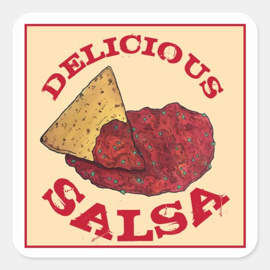 Delicious Tomato Salsa Tortilla Chips Illustratie Vierkante Sticker (Voorkant)