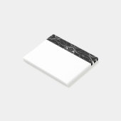 Delig florale herhalende patroon in wit op zwart post-it® notes (Schuin)