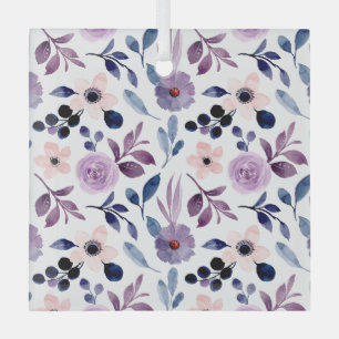 Delig ontwerp met navy lavendelbladeren en bloemen glas ornament