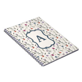 Deligate Bloemenweide Bloempatroon Monogram Notitieboek