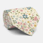 Deligate pastel lente bloemmotief stropdas (Opgerold)