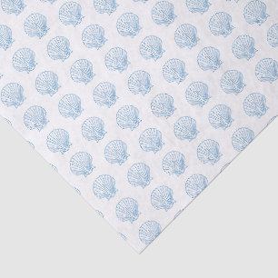Deligate schelp gestreepte witte blauwe tissuepapier