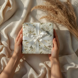 Deligate Waterverf Witte Bloemmotief Cadeaupapier