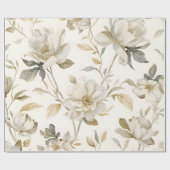 Deligate Waterverf Witte Bloemmotief Cadeaupapier (Vlak)