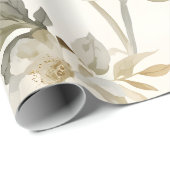 Deligate Waterverf Witte Bloemmotief Cadeaupapier (Rol Hoek)