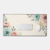 Delige aquarel schetsbloemen  bureaumat (Keyboard & Muis)