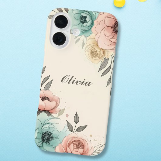 Delige aquarel schetsbloemen  Case-Mate iPhone case