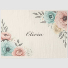Delige aquarel schetsbloemen  tissuepapier