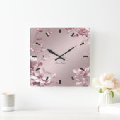 Delige roze bloemen wandklok (Huis)