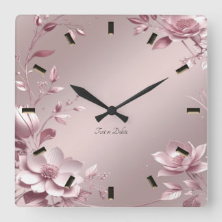 Delige roze bloemen wandklok