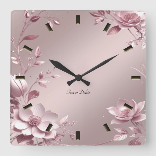 Delige roze bloemen wandklok (Voorkant)