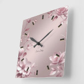 Delige roze bloemen wandklok (Hoek)