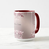 Delige roze bloemenmok mok (Voorkant rechts)