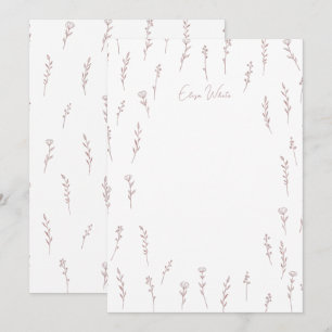 Delige wilde bloemen lijnen kunst roze aangepaste bedankkaart