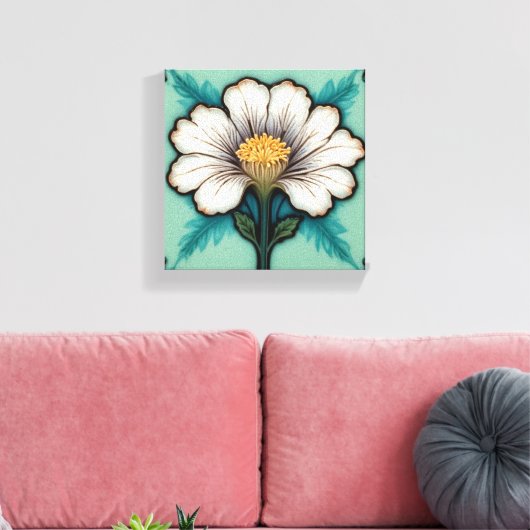 Delige Witte Bloem Canvas Afdruk (Insitu (Woonkamer))