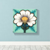 Delige Witte Bloem Canvas Afdruk (Insitu (Houten vloer))