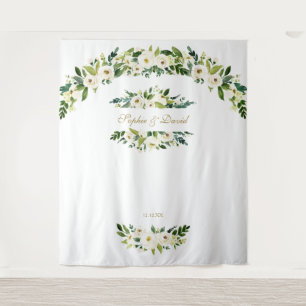 Delige Witte Bloemen Huwelijksfotohokje Prop Wandkleed