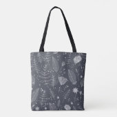 Delige witte wilde bloem op houtskoolgrijs tote bag (Achterkant)