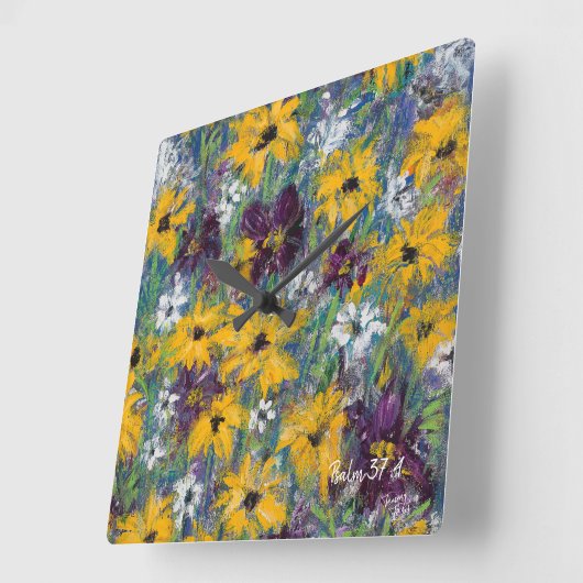 Delight Bloemen Wandklok - Psalm 37:4 (Hoek)