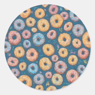 Delight Cartoonish Sprinkle Sweet Donut Patroon Ronde Sticker