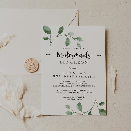 Delight Eucalyptus Bruidsmeisjes Luncheon Douche Kaart