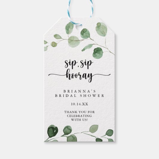Delight Eucalyptus Sip Hooray Vrijgezellenfeest Cadeaulabel (Voorkant)