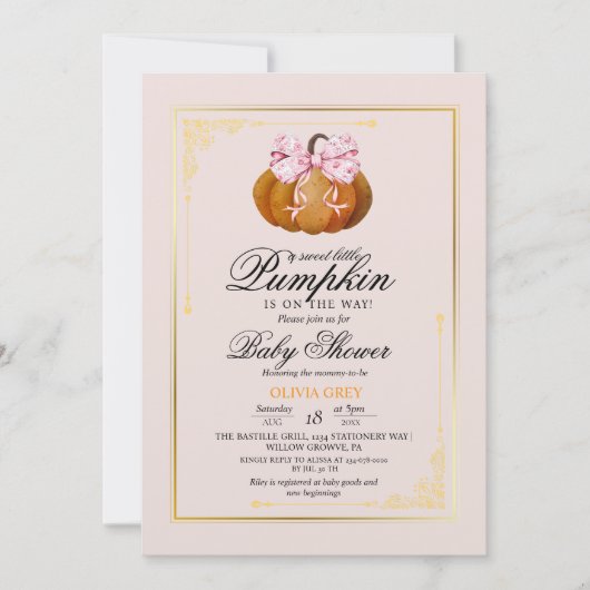 Delight Gold Pompoen Baby Shower  Kaart (Voorkant)