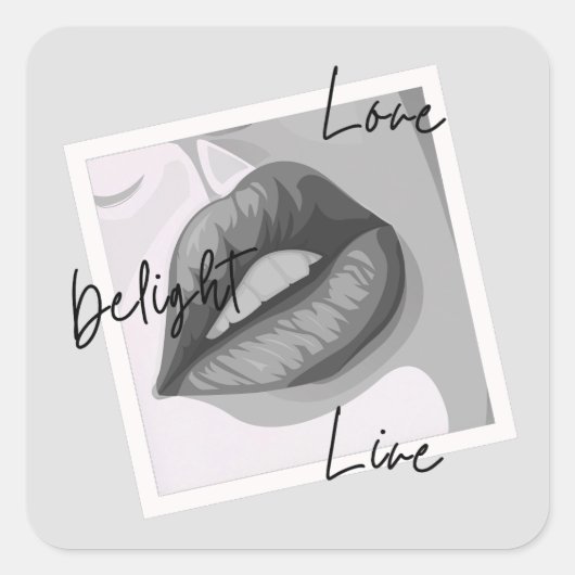 Delight Love Live Lips Vierkante Sticker (Voorkant)