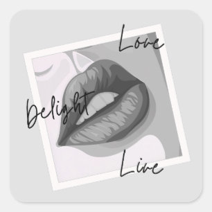 Delight Love Live Lips Vierkante Sticker