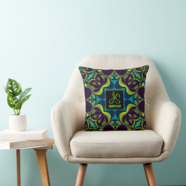 Delight Paars Blauwgroen Green Monogram Kussen