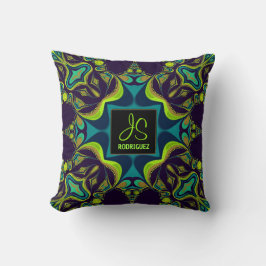 Delight Paars Blauwgroen Green Monogram Kussen