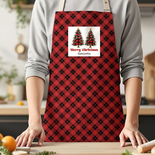 Delightful Buffalo Plaid Trees Personalized Xmas Schort