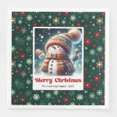 Delightful Christmas snowman with snowflakes kids  Servet (Voorkant)