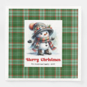 Delightful funny snowman watercolor kids napkins  servet (Voorkant)
