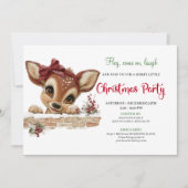 Delightful peeking reindeer editable party card kaart (Voorkant)
