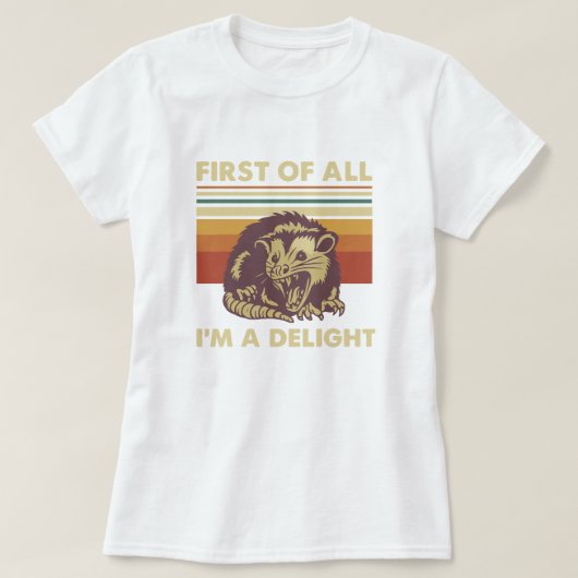 Delightful Possum Retro; Funny Summer Statement T-shirt (Design voorkant)